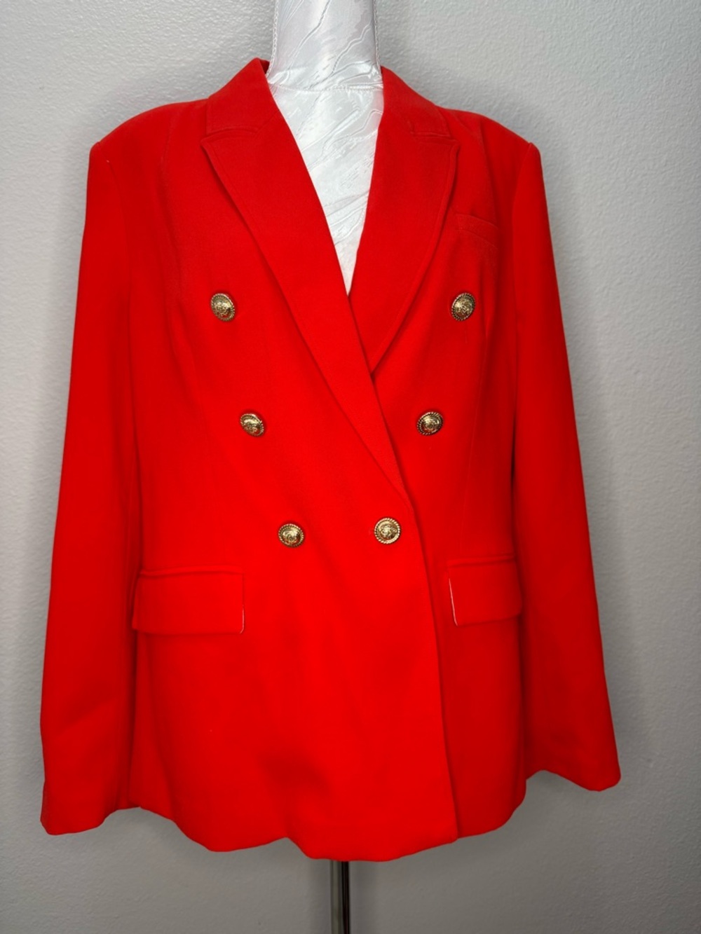 Tahari Red Double Breasted Blazer Gold Buttons XL